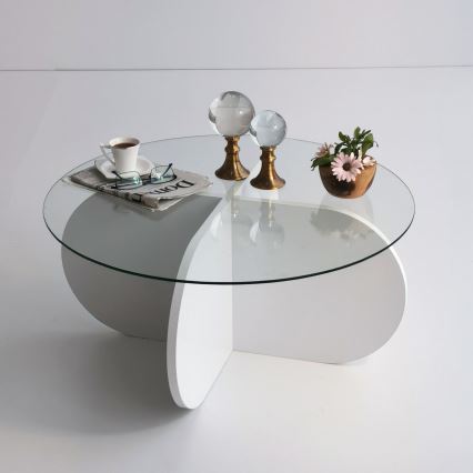 Soffbord BUBBLE 35x75 cm vit/genomskinlig