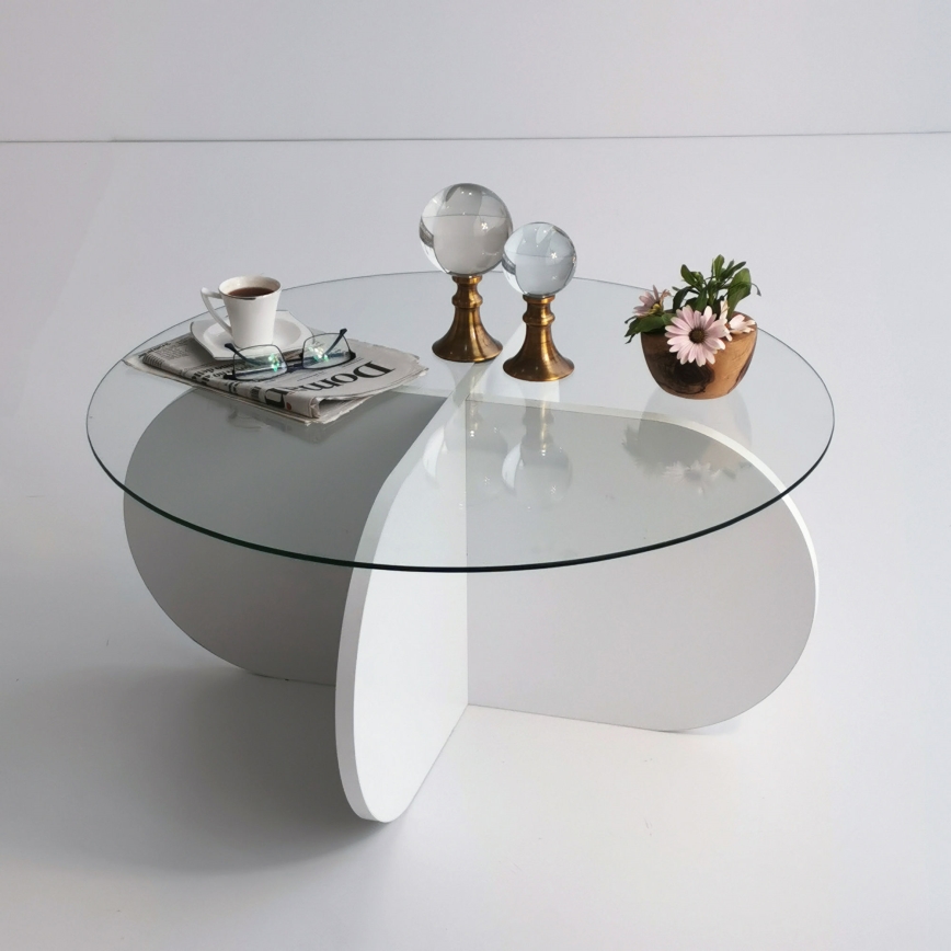 Soffbord BUBBLE 35x75 cm vit/genomskinlig