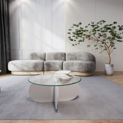 Soffbord BUBBLE 35x75 cm vit/genomskinlig
