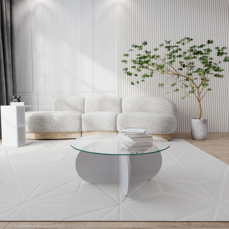 Soffbord BUBBLE 35x75 cm vit/genomskinlig