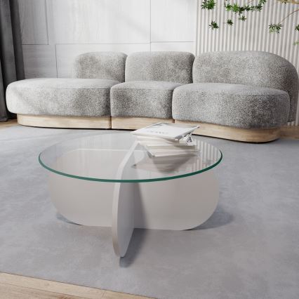 Soffbord BUBBLE 35x75 cm vit/genomskinlig