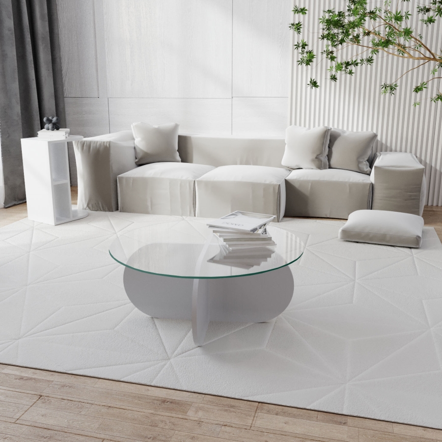 Soffbord BUBBLE 35x75 cm vit/genomskinlig