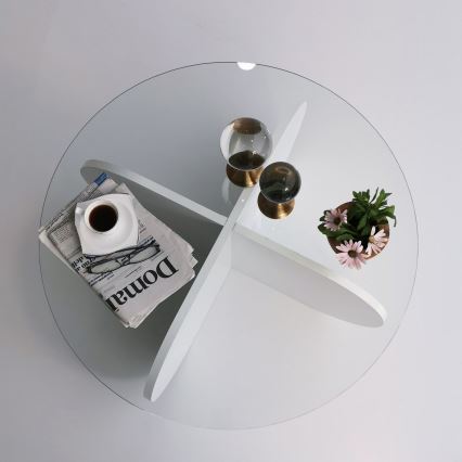 Soffbord BUBBLE 35x75 cm vit/genomskinlig