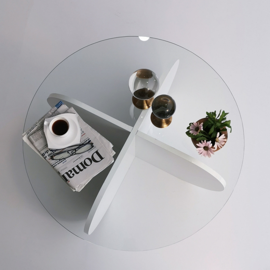 Soffbord BUBBLE 35x75 cm vit/genomskinlig