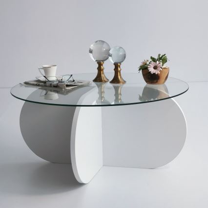 Soffbord BUBBLE 35x75 cm vit/genomskinlig