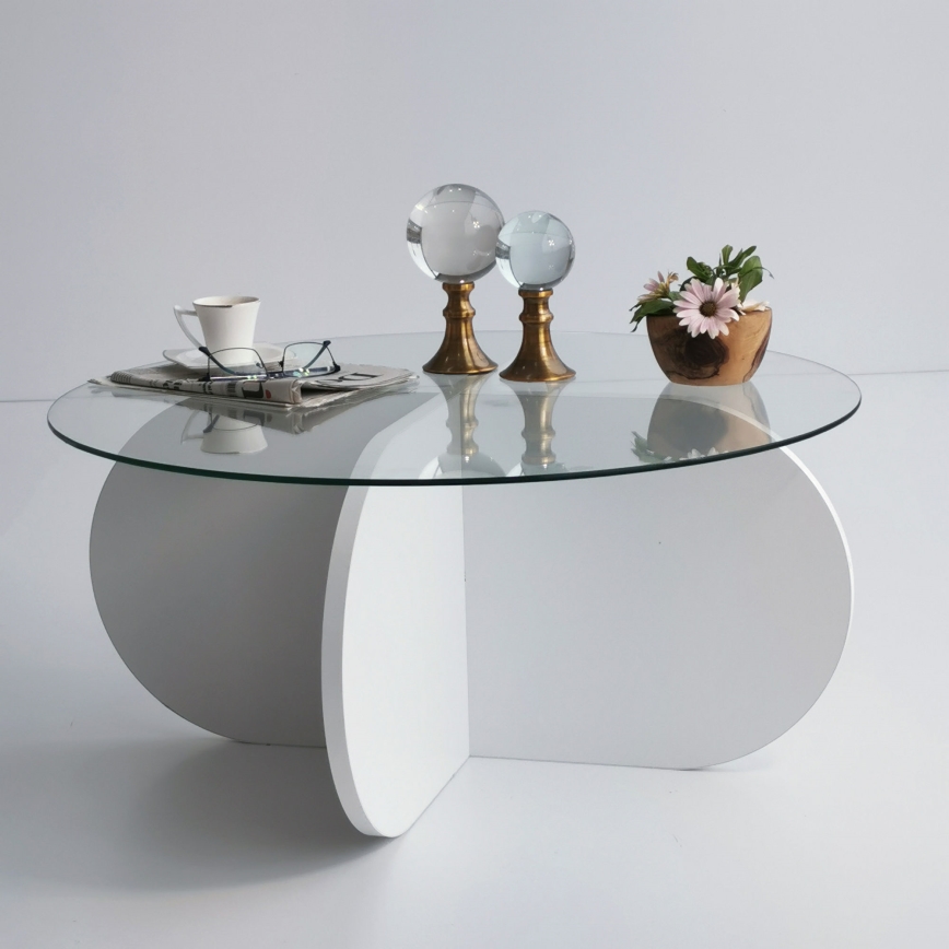 Soffbord BUBBLE 35x75 cm vit/genomskinlig