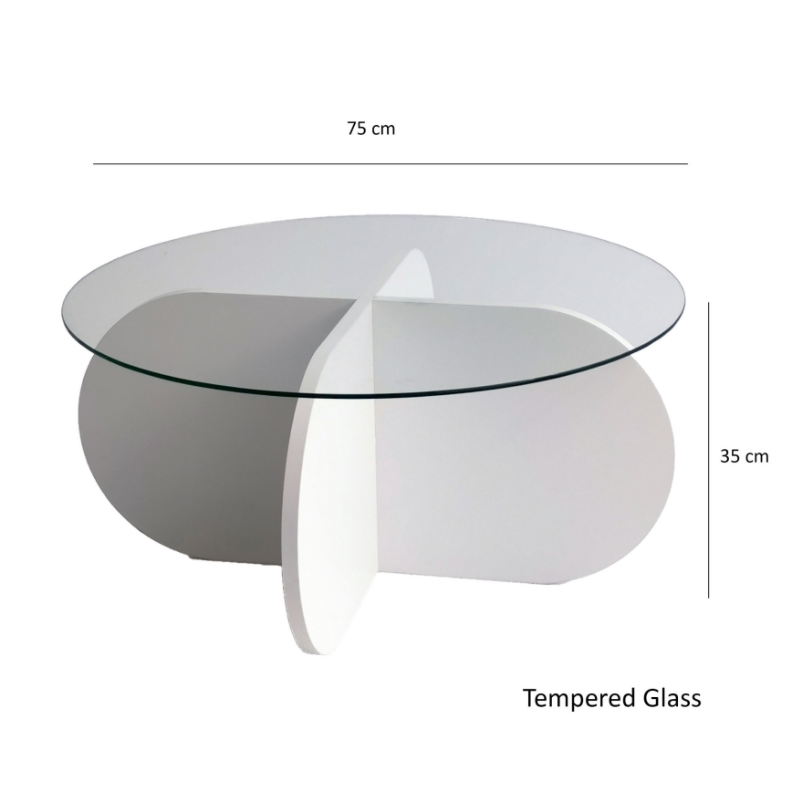 Soffbord BUBBLE 35x75 cm vit/genomskinlig