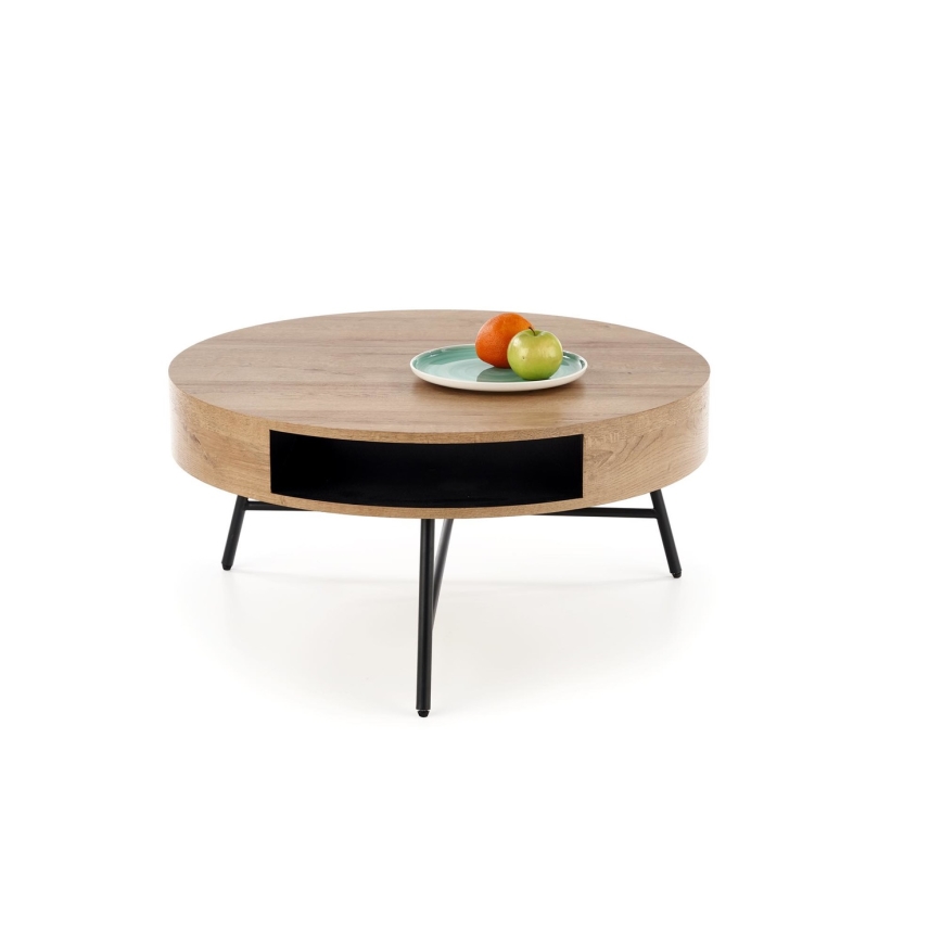 Soffbord CAMILA 41x80 cm gyllene ek/svart
