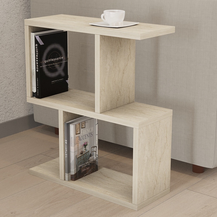 Soffbord CROS, marmorlook, beige