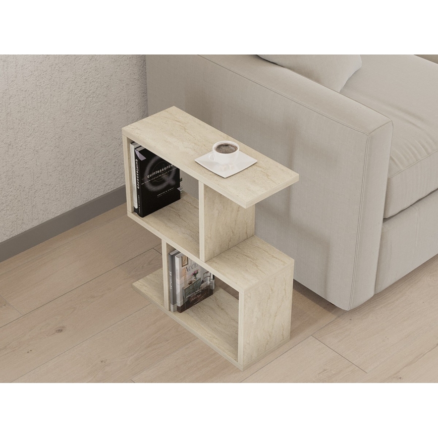 Soffbord CROS, marmorlook, beige