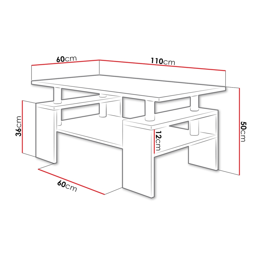 Soffbord CUBE 50x110 cm vit