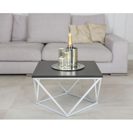 Soffbord CURVED 60x60 cm vit/svart