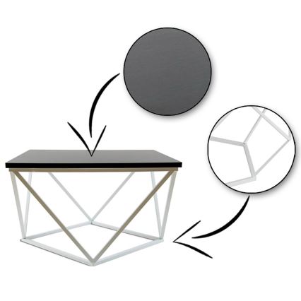 Soffbord CURVED 60x60 cm vit/svart
