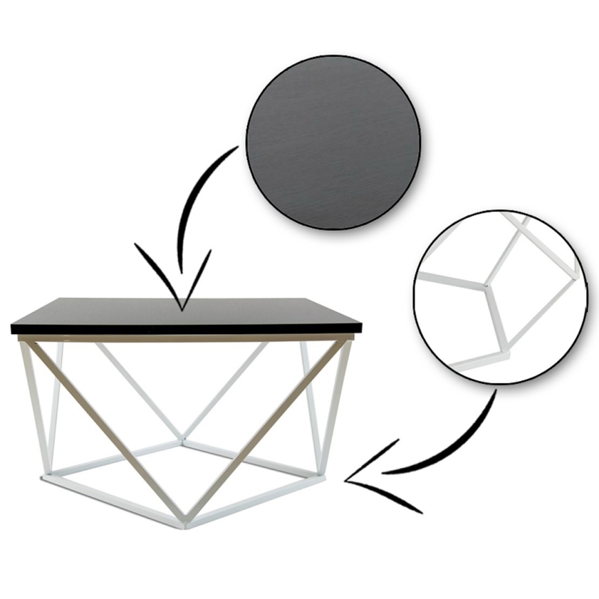 Soffbord CURVED 60x60 cm vit/svart