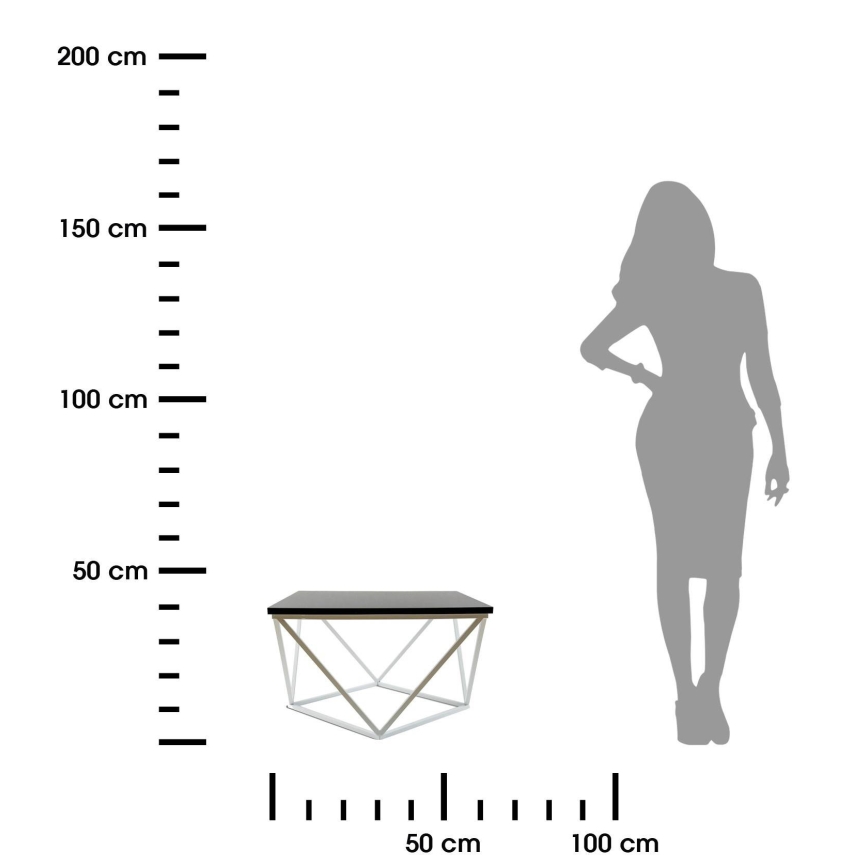 Soffbord CURVED 60x60 cm vit/svart