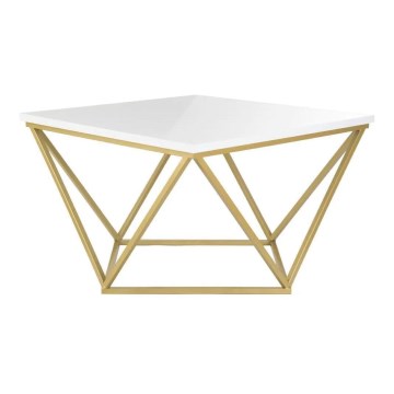 Soffbord CURVED 62x62 cm mässing/vit