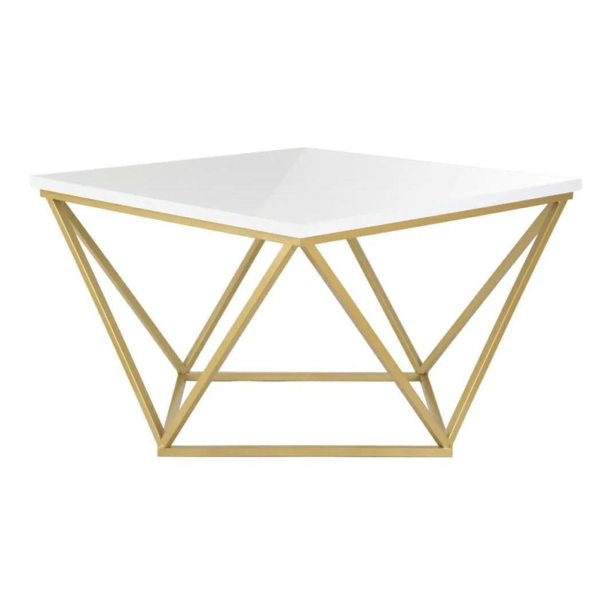 Soffbord CURVED 62x62 cm mässing/vit