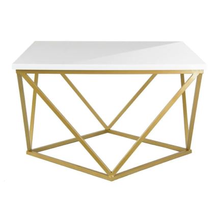 Soffbord CURVED 62x62 cm mässing/vit