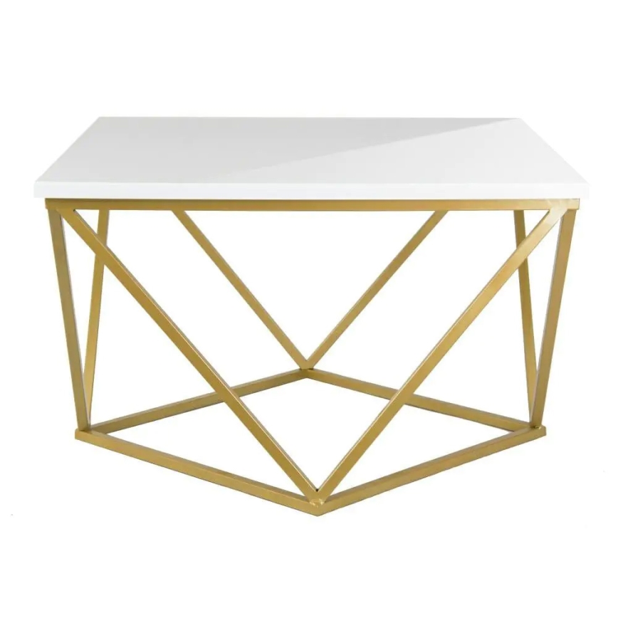 Soffbord CURVED 62x62 cm mässing/vit