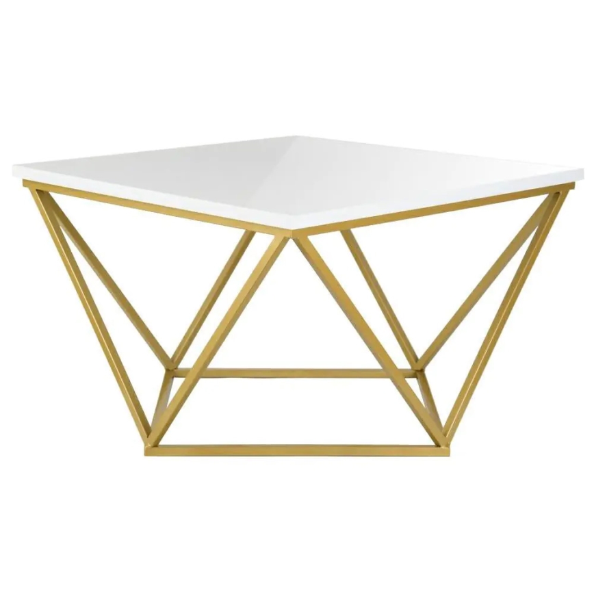 Soffbord CURVED 62x62 cm mässing/vit
