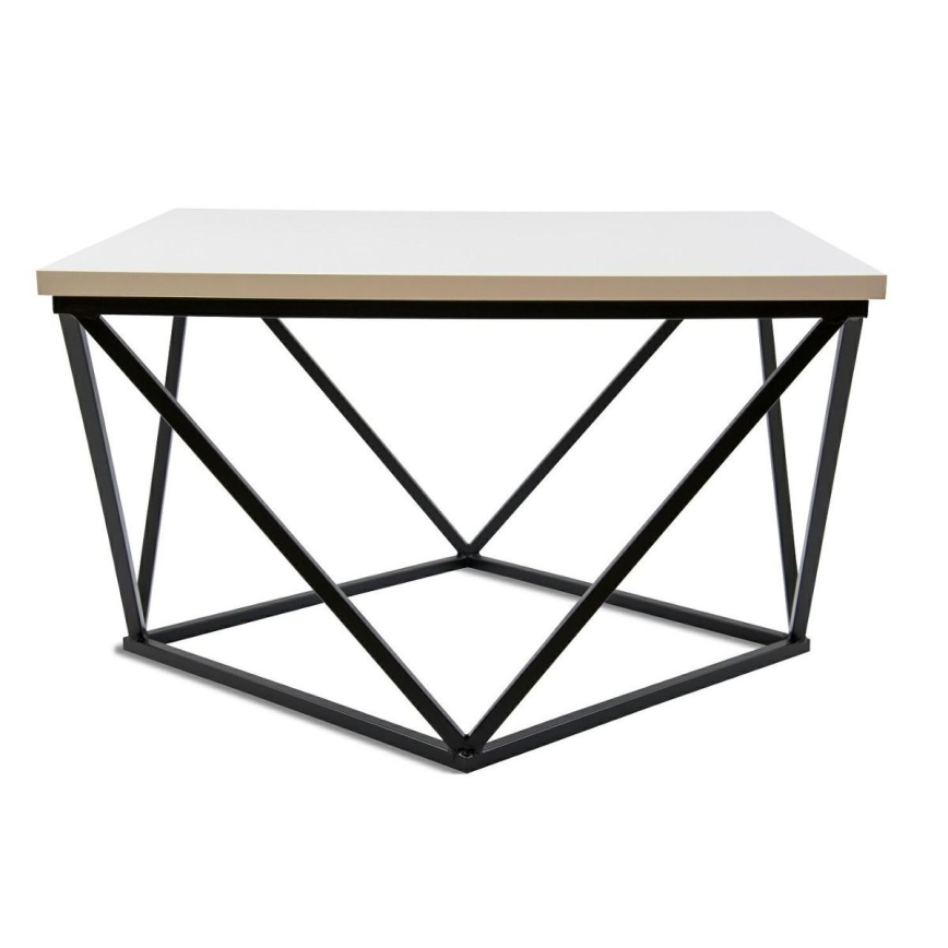 Soffbord CURVED 62x62 cm svart/vit