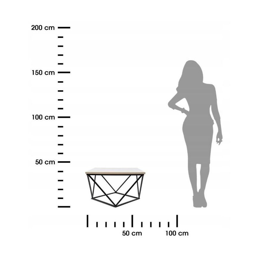 Soffbord CURVED 62x62 cm svart/vit