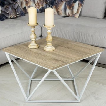 Soffbord CURVED 62x62 cm vit/brun