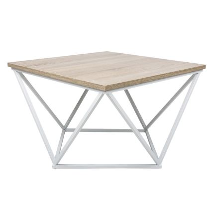 Soffbord CURVED 62x62 cm vit/brun