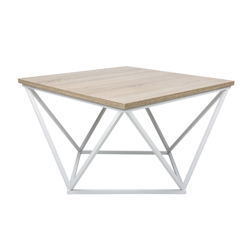 Soffbord CURVED 62x62 cm vit/brun