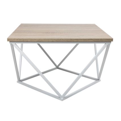 Soffbord CURVED 62x62 cm vit/brun