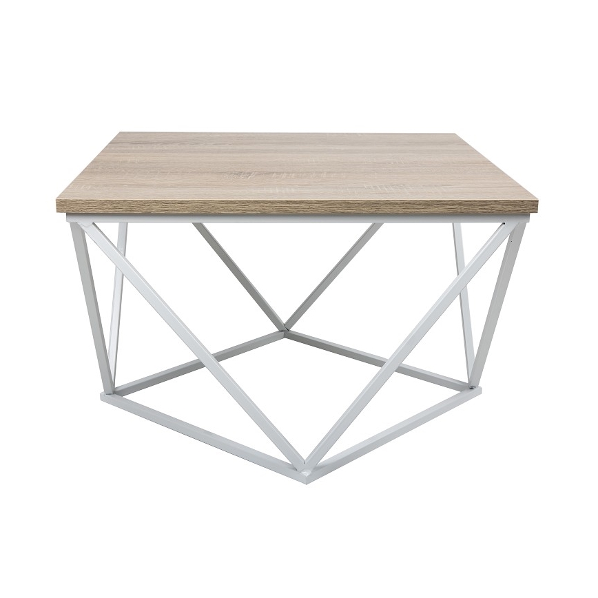 Soffbord CURVED 62x62 cm vit/brun