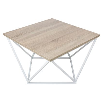 Soffbord CURVED 62x62 cm vit/brun