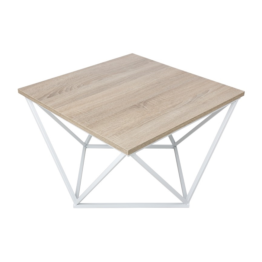 Soffbord CURVED 62x62 cm vit/brun