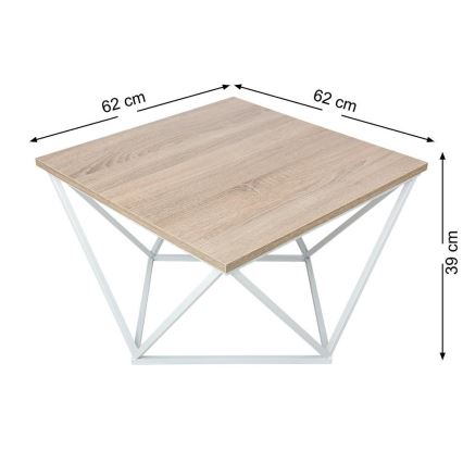 Soffbord CURVED 62x62 cm vit/brun