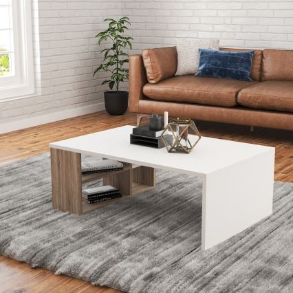 Soffbord DEFNE 34x90 cm vit/brun