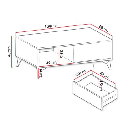 Soffbord DIAMOND 40x104 cm svart/brun