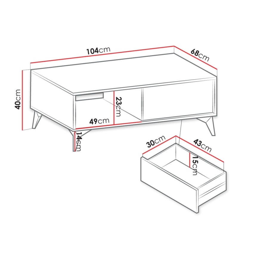 Soffbord DIAMOND 40x104 cm svart/brun