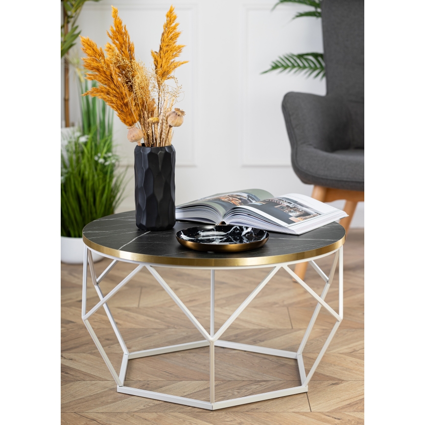 Soffbord DIAMOND 40x70 cm guld/svart/vit