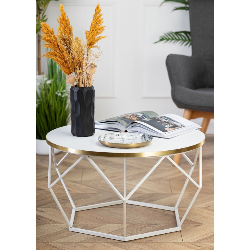 Soffbord DIAMOND 40x70 cm guld/vit