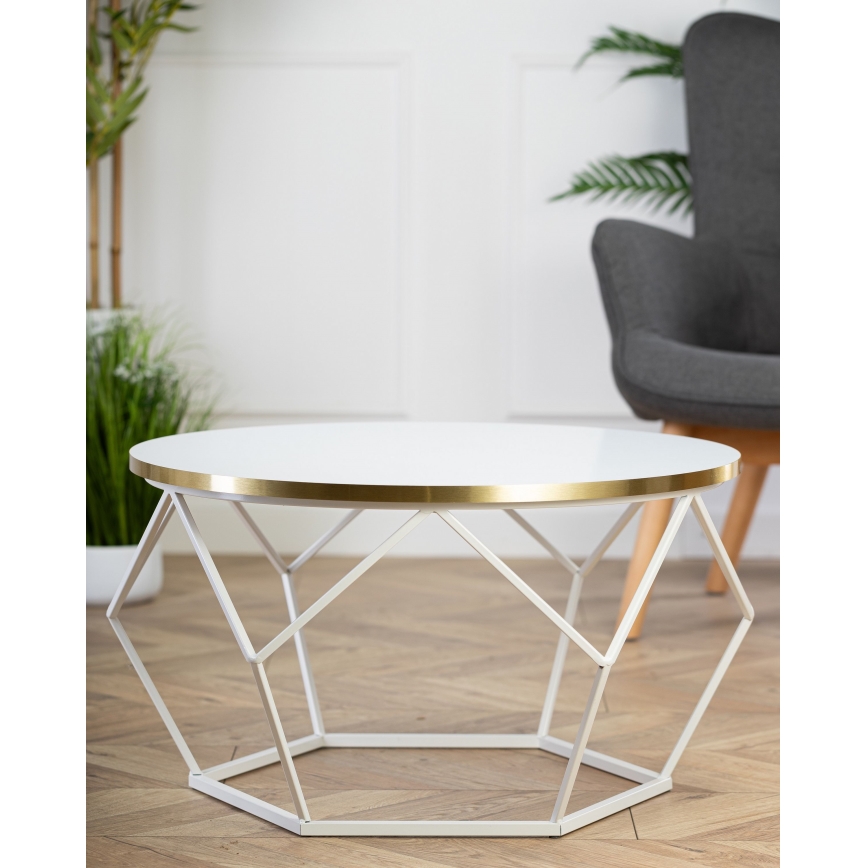 Soffbord DIAMOND 40x70 cm guld/vit