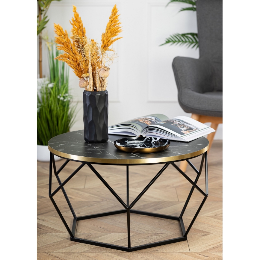 Soffbord DIAMOND 40x70 cm svart/guld