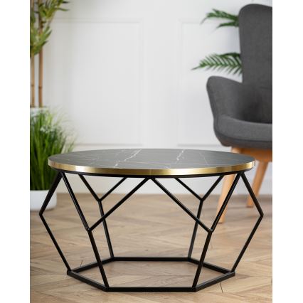 Soffbord DIAMOND 40x70 cm svart/guld
