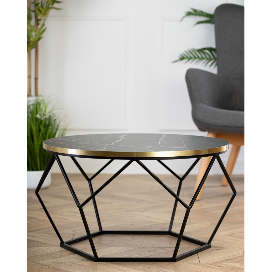 Soffbord DIAMOND 40x70 cm svart/guld