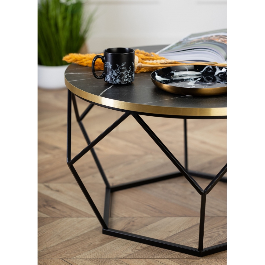 Soffbord DIAMOND 40x70 cm svart/guld