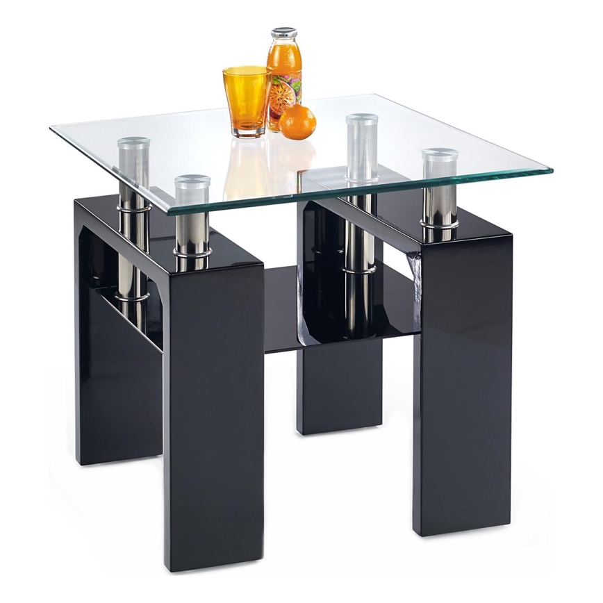 Soffbord DIANA 55x60 cm svart/genomskinlig