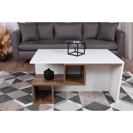 Soffbord DILAY 52x100 cm brun/vit