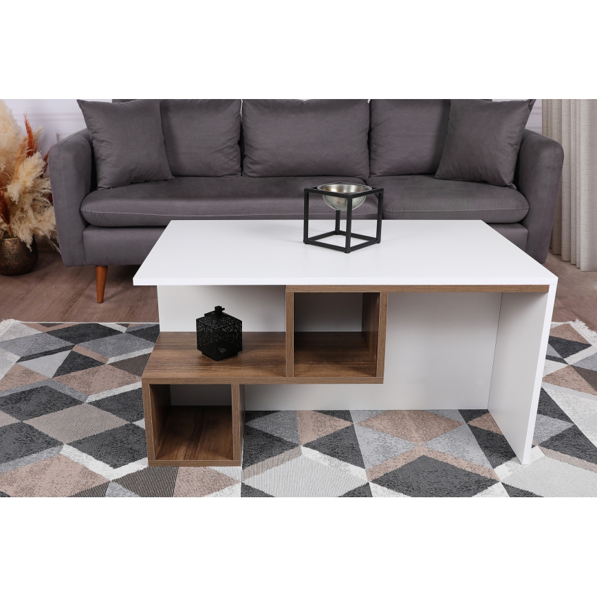 Soffbord DILAY 52x100 cm brun/vit