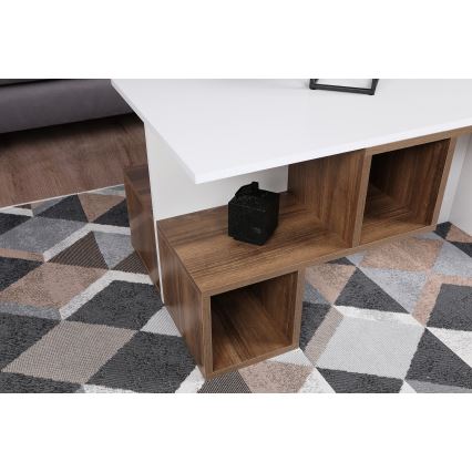 Soffbord DILAY 52x100 cm brun/vit