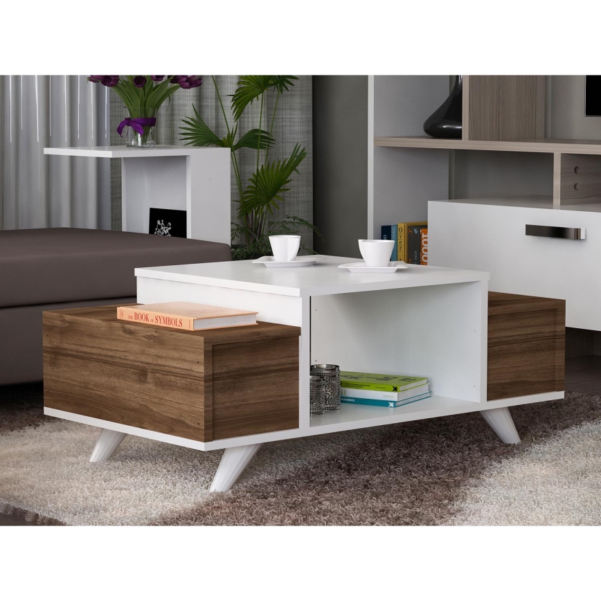 Soffbord ERIBERTO 43,8x90 cm brun/vit