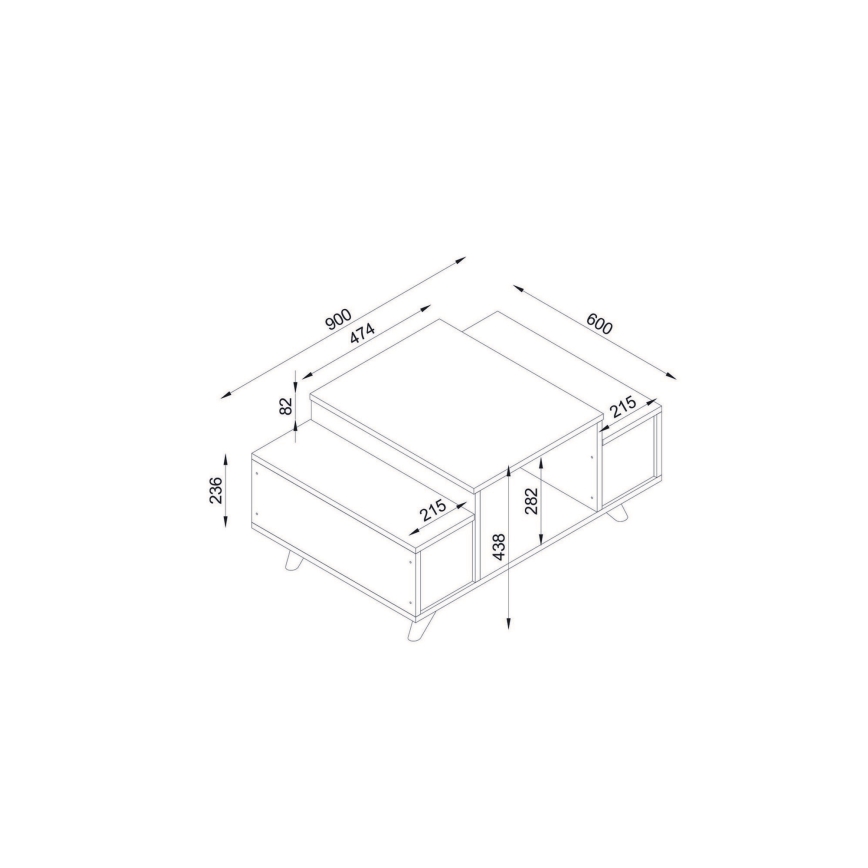 Soffbord ERIBERTO 43,8x90 cm brun/vit